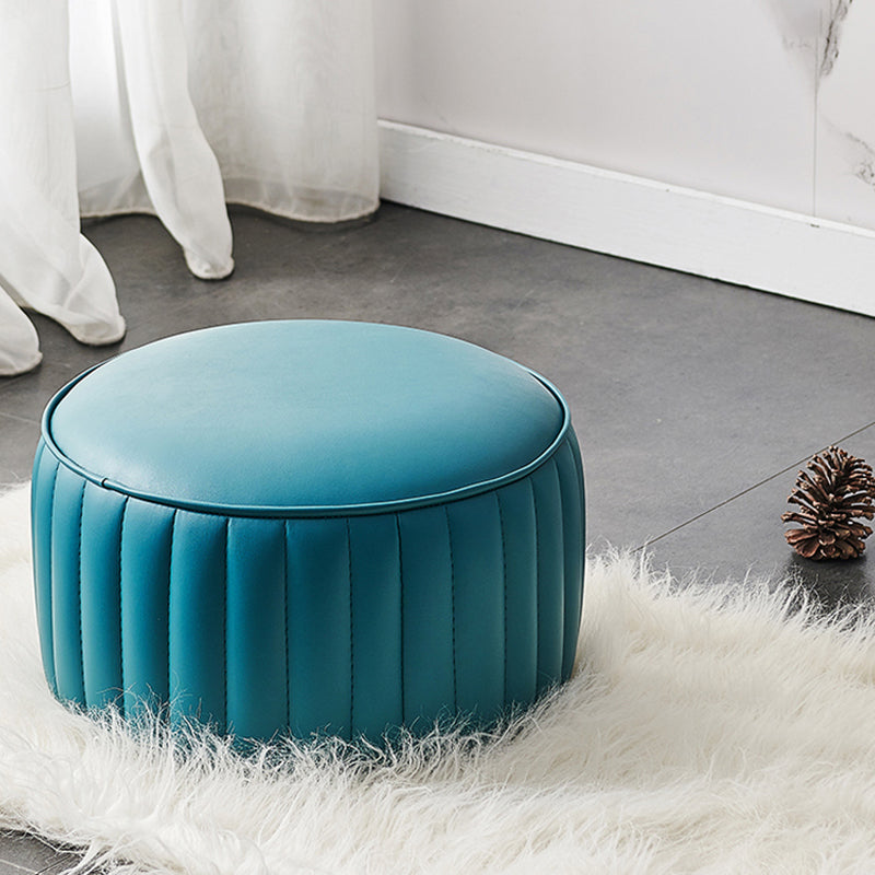 Modern Water Resistant Pouf Pure Color Round Leather Indoor Pouf Clearhalo 'furn' 'furn_ottomans_poufs' 'Furniture' 'Living Room Furniture' 'Ottomans & Poufs' 'ottomans_poufs' 5943496