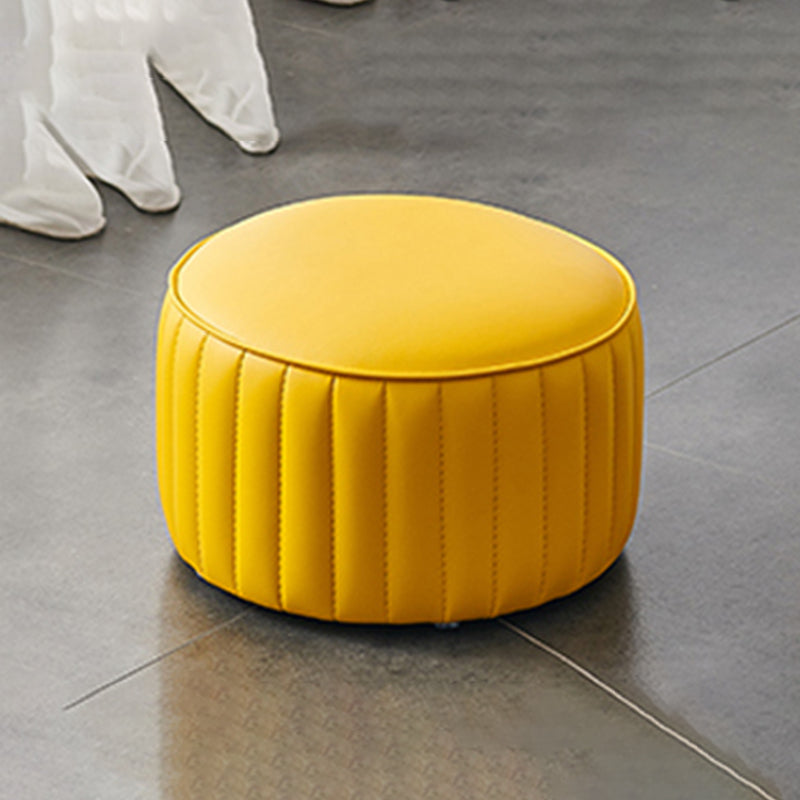Modern Water Resistant Pouf Pure Color Round Leather Indoor Pouf Clearhalo 'furn' 'furn_ottomans_poufs' 'Furniture' 'Living Room Furniture' 'Ottomans & Poufs' 'ottomans_poufs' 5943498