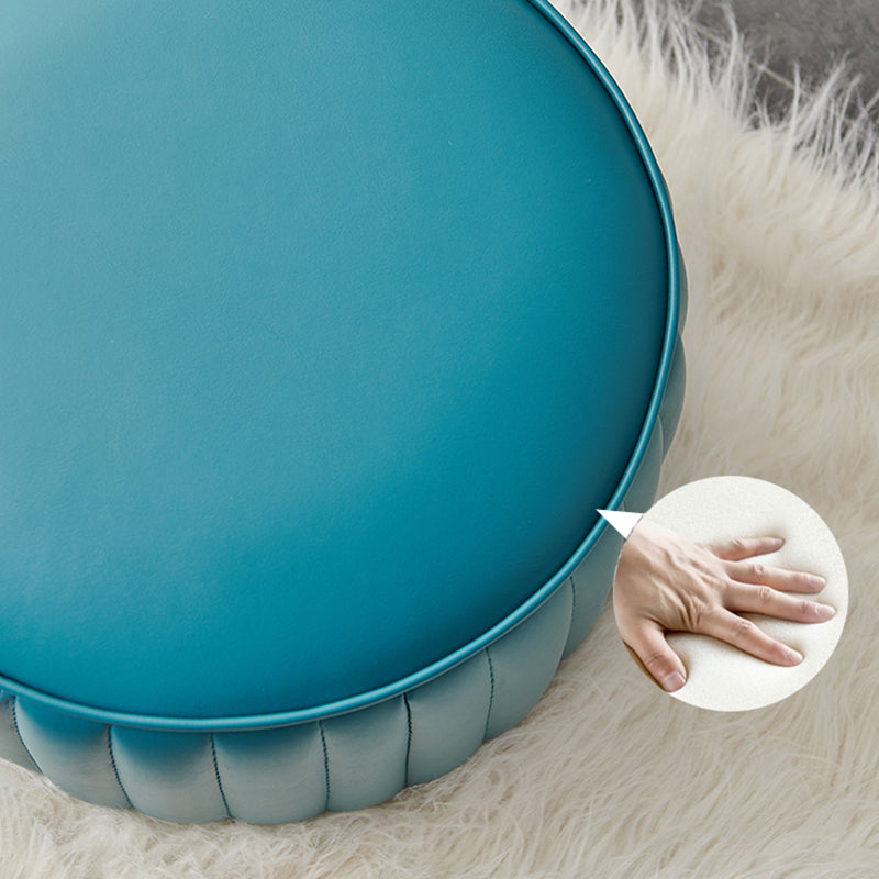 Modern Water Resistant Pouf Pure Color Round Leather Indoor Pouf Clearhalo 'furn' 'furn_ottomans_poufs' 'Furniture' 'Living Room Furniture' 'Ottomans & Poufs' 'ottomans_poufs' 5943506