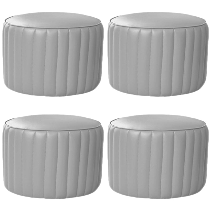 Modern Water Resistant Pouf Pure Color Round Leather Indoor Pouf Light Gray 4 Piece Set Clearhalo 'furn' 'furn_ottomans_poufs' 'Furniture' 'Living Room Furniture' 'Ottomans & Poufs' 'ottomans_poufs' 5943520
