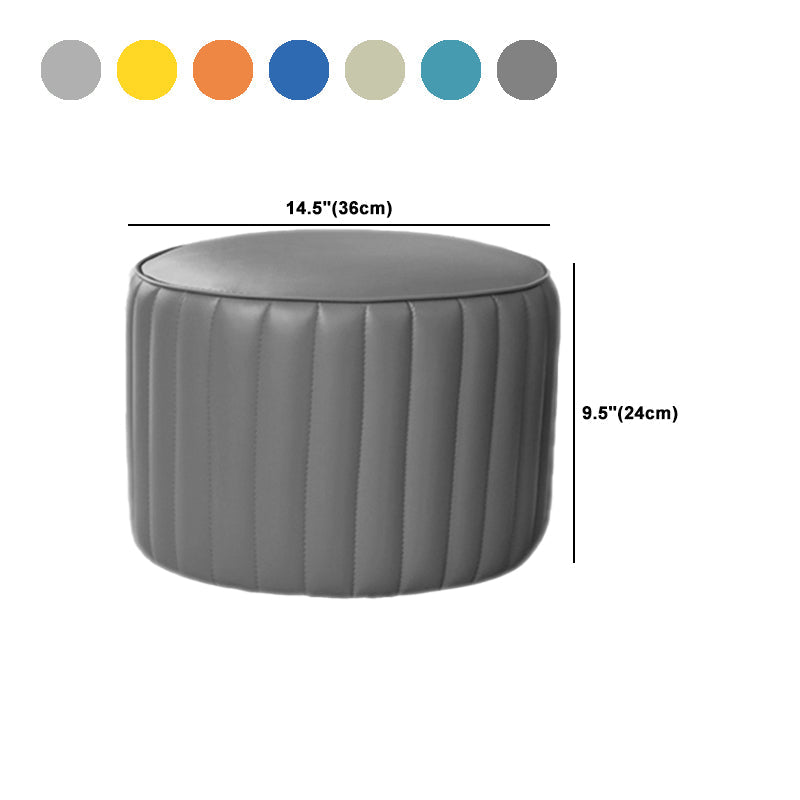 Modern Water Resistant Pouf Pure Color Round Leather Indoor Pouf Clearhalo 'furn' 'furn_ottomans_poufs' 'Furniture' 'Living Room Furniture' 'Ottomans & Poufs' 'ottomans_poufs' 5943524