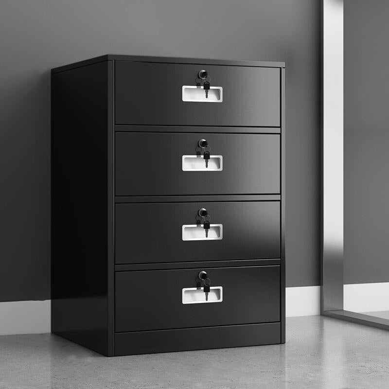 Fireproof File Cabinet Metal Locking Drawers Plain Vertical File Cabinet Black 4 Clearhalo 'Filing Cabinets' 'filling_cabinets' 'furn' 'furn_filling_cabinets' 'Furniture' 'Office Furniture' 5943589