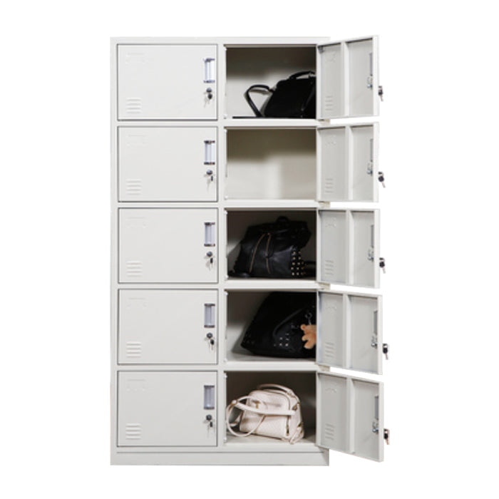 Contemporary Cabinet for Home White Metal Storage Cabinet with Hinged Doors