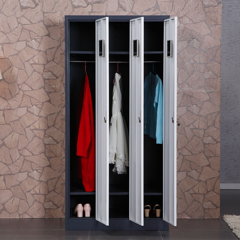 Contemporary Cabinet for Home White Metal Storage Cabinet with Hinged Doors