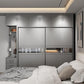 Contemporary Wooden Wardrobe Gray Colour Wardrobe Closet with Sliding Door