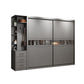 Contemporary Wooden Wardrobe Gray Colour Wardrobe Closet with Sliding Door