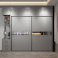 Contemporary Wooden Wardrobe Gray Colour Wardrobe Closet with Sliding Door
