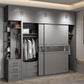Contemporary Wooden Wardrobe Gray Colour Wardrobe Closet with Sliding Door