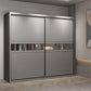 Contemporary Wooden Wardrobe Gray Colour Wardrobe Closet with Sliding Door