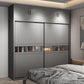 Contemporary Wooden Wardrobe Gray Colour Wardrobe Closet with Sliding Door