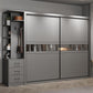 Contemporary Wooden Wardrobe Gray Colour Wardrobe Closet with Sliding Door