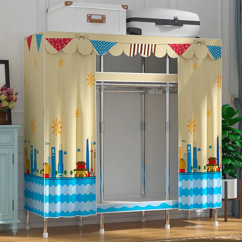 Asta di tessuto in acciaio del guardaroba in stile contemporaneo incluso l'armadio del guardaroba con porta