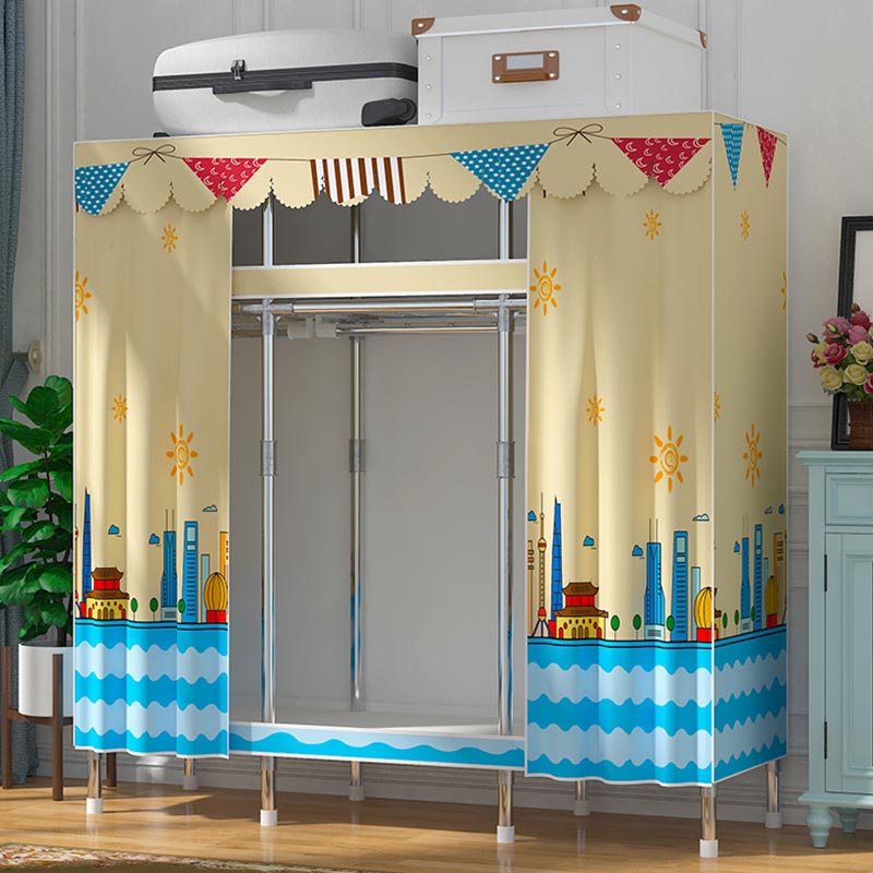 Asta di tessuto in acciaio del guardaroba in stile contemporaneo incluso l'armadio del guardaroba con porta