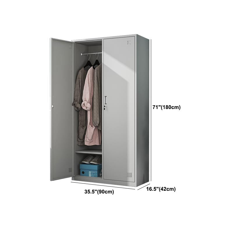 Contemporary Hinged Wardrobe Cabinet Steel Wardrobe Armoire for Home Clearhalo 'Armoires & Wardrobes' 'armoires_wardrobes' 'Bedroom Furniture' 'furn' 'furn_armoires_wardrobes' 'Furniture' 5943979