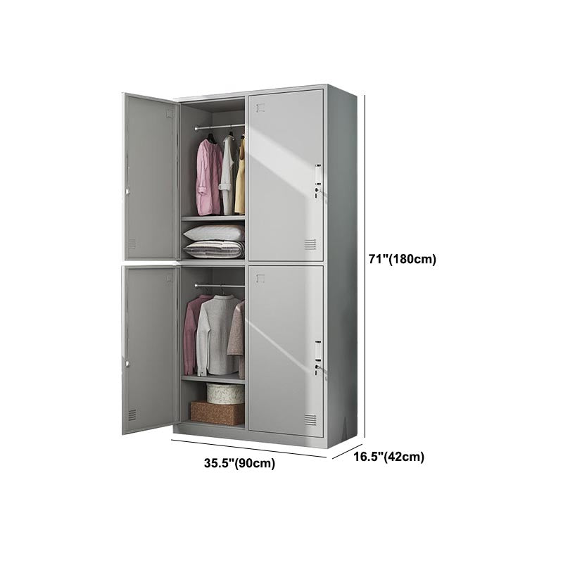 Contemporary Hinged Wardrobe Cabinet Steel Wardrobe Armoire for Home Clearhalo 'Armoires & Wardrobes' 'armoires_wardrobes' 'Bedroom Furniture' 'furn' 'furn_armoires_wardrobes' 'Furniture' 5943981