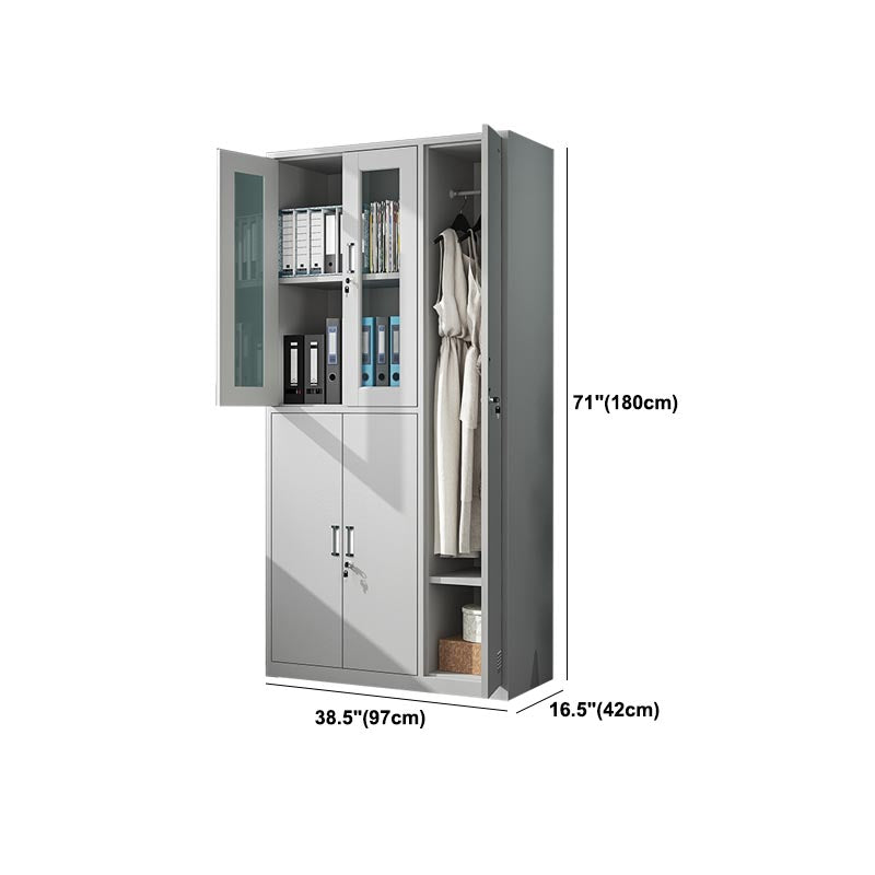 Contemporary Hinged Wardrobe Cabinet Steel Wardrobe Armoire for Home Clearhalo 'Armoires & Wardrobes' 'armoires_wardrobes' 'Bedroom Furniture' 'furn' 'furn_armoires_wardrobes' 'Furniture' 5943982