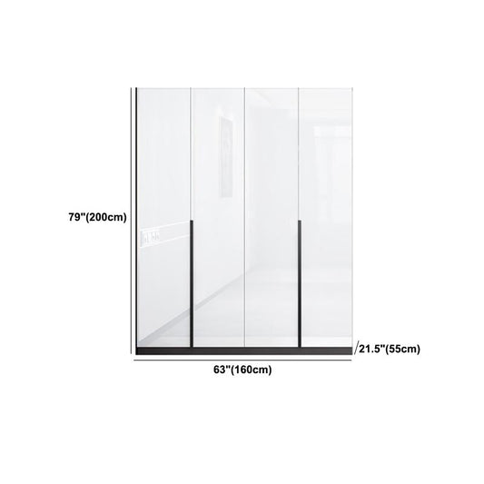White Wooden Wardrobe Modern Cloth Rod Included Wardrobe Closet for Home