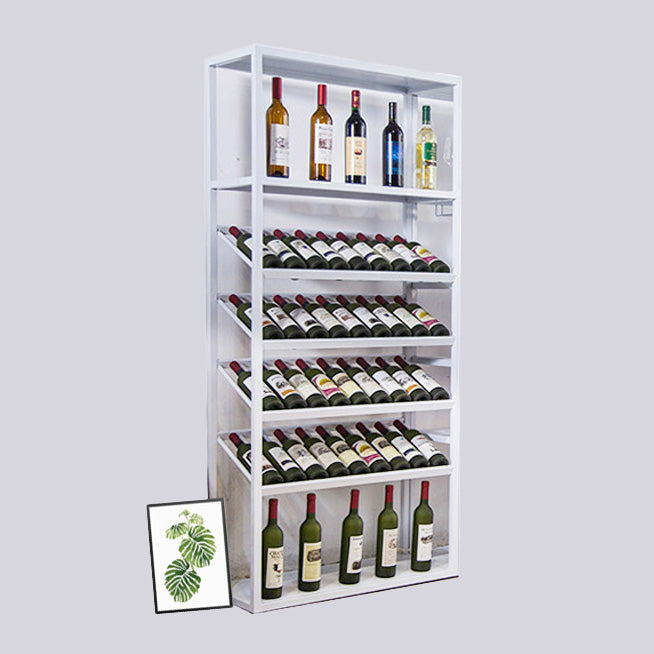 Industrial Floor Wine Shelf Metal Wine Glass Stemware Rack Holder 13.78" Wide Wine Bottle Rack White Clearhalo 'furn' 'furn_wine_racks' 'Furniture' 'Kitchen & Dining Furniture' 'Wine Racks' 'wine_racks' 5944098