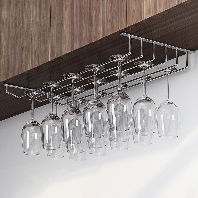 Metal Hanging Wine Glass Rack Modern Glass & Stemware Holder in Chrome Clearhalo 'furn' 'furn_wine_racks' 'Furniture' 'Kitchen & Dining Furniture' 'Wine Racks' 'wine_racks' 5944122