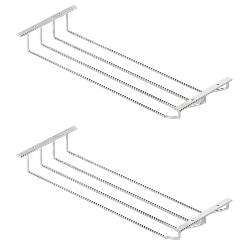 Metal Hanging Wine Glass Rack Modern Glass & Stemware Holder in Chrome 2 Piece Set Clearhalo 'furn' 'furn_wine_racks' 'Furniture' 'Kitchen & Dining Furniture' 'Wine Racks' 'wine_racks' 5944139