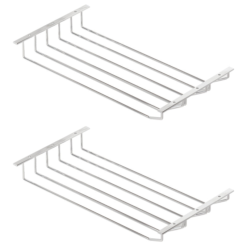 Metal Hanging Wine Glass Rack Modern Glass & Stemware Holder in Chrome 2 Piece Set Clearhalo 'furn' 'furn_wine_racks' 'Furniture' 'Kitchen & Dining Furniture' 'Wine Racks' 'wine_racks' 5944141