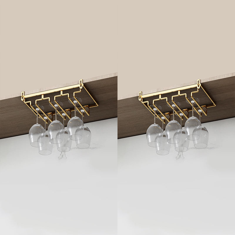 Modern Hanging Glass & Stemware Holder Metal Glass Rack Under Cabinet