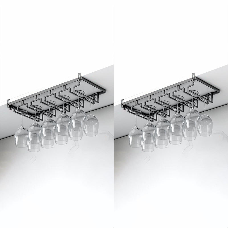 Modern Hanging Glass & Stemware Holder Metal Glass Rack Under Cabinet