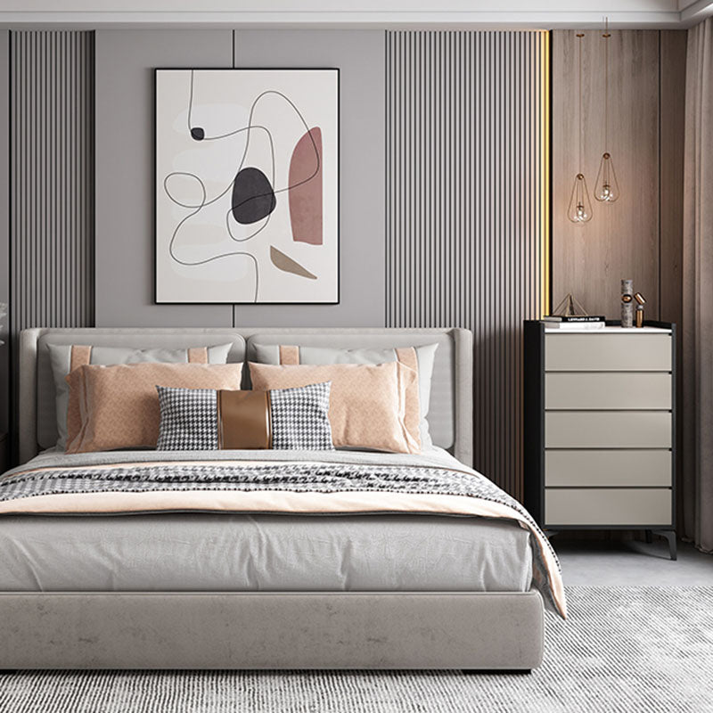 Hedendaagse gemanipuleerde houten borst slaapkamer opbergkast in grijs met laden