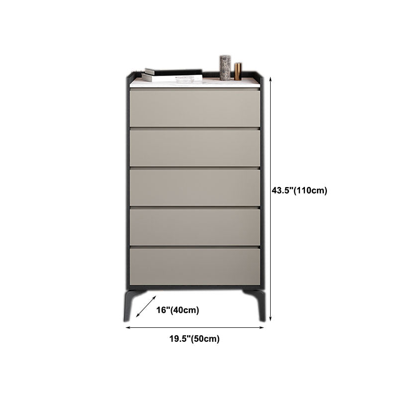 Hedendaagse gemanipuleerde houten borst slaapkamer opbergkast in grijs met laden