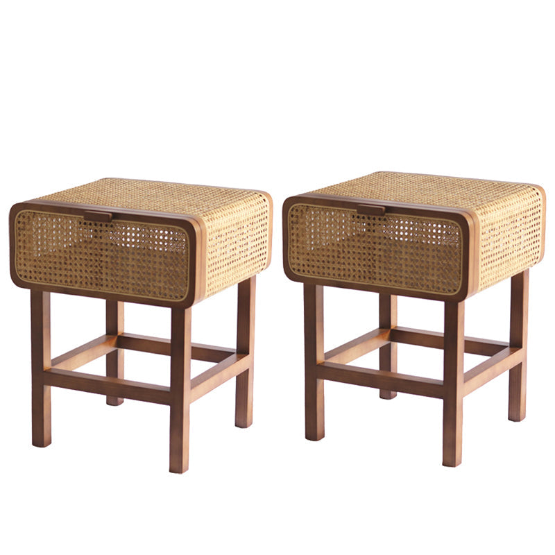 23,62 "Tableau de nuit d'armoire de chevet de rotin avec porte avec porte