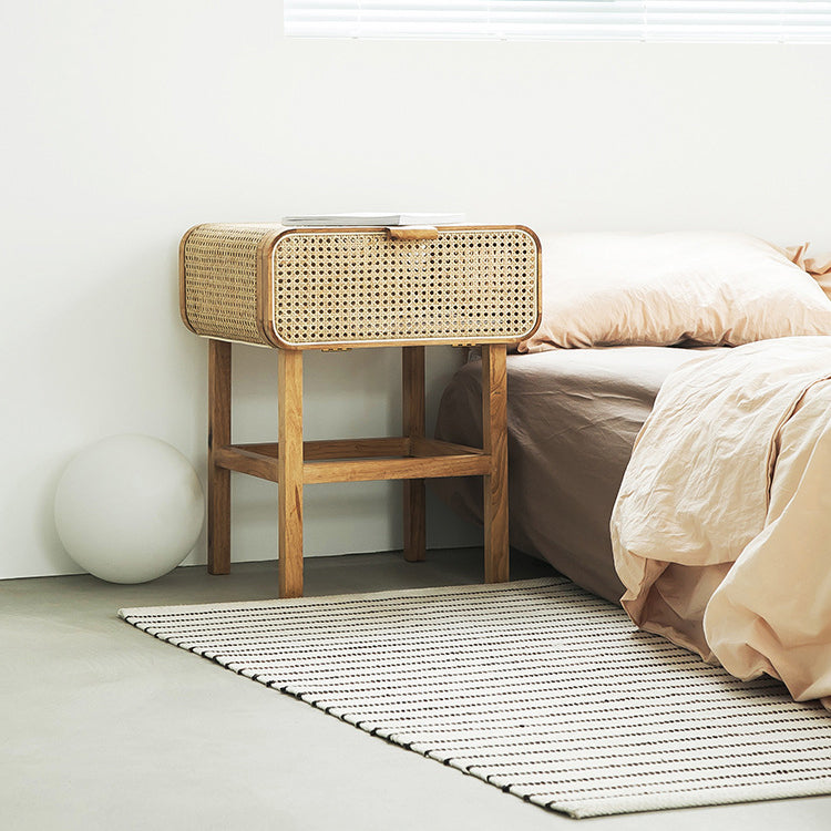 23,62 "Tableau de nuit d'armoire de chevet de rotin avec porte avec porte