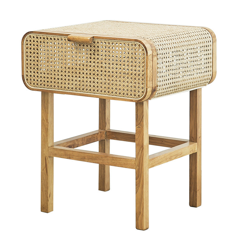 23,62 "Tableau de nuit d'armoire de chevet de rotin avec porte avec porte