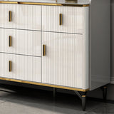 Glam Stone Storage Chest Bedroom Chest in White with Drawers