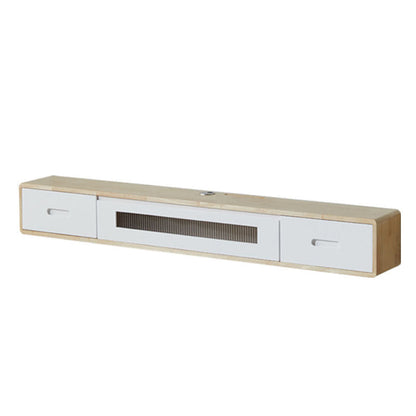 Scandinavian Solid Wood TV Console 2-Drawer 1-Door Floating TV Stand 55.1"L x 9.8"W x 7.9"H Natural White Clearhalo 'furn' 'furn_tv_stands_entertainment_centers' 'Furniture' 'Living Room Furniture' 'TV Stands & Entertainment Centers' 'TV Stands & Media Storage Furniture' 'tv_stands_entertainment_centers' 5944573