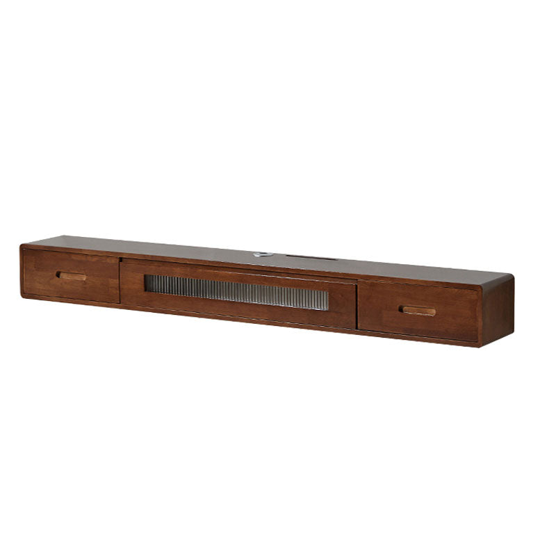 Scandinavian Solid Wood TV Console 2-Drawer 1-Door Floating TV Stand 63"L x 10"W x 8"H Walnut Clearhalo 'furn' 'furn_tv_stands_entertainment_centers' 'Furniture' 'Living Room Furniture' 'TV Stands & Entertainment Centers' 'TV Stands & Media Storage Furniture' 'tv_stands_entertainment_centers' 5944584