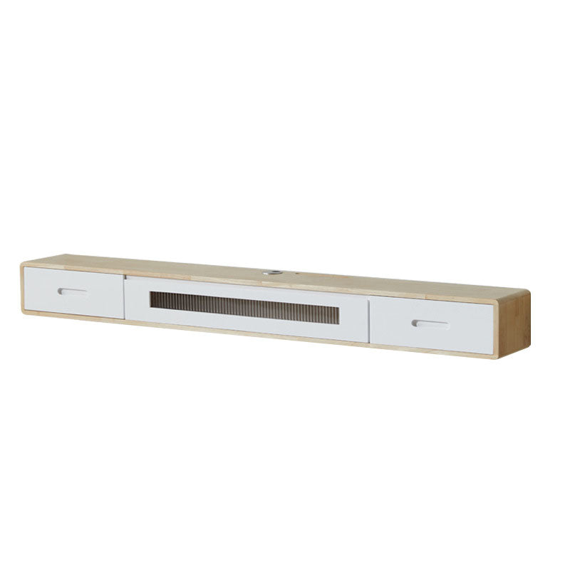 Scandinavian Solid Wood TV Console 2-Drawer 1-Door Floating TV Stand 78.7"L x 9.8"W x 7.9"H Natural White Clearhalo 'furn' 'furn_tv_stands_entertainment_centers' 'Furniture' 'Living Room Furniture' 'TV Stands & Entertainment Centers' 'TV Stands & Media Storage Furniture' 'tv_stands_entertainment_centers' 5944591