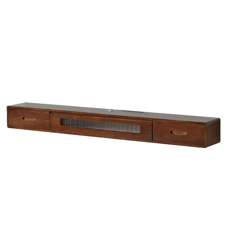 Scandinavian Solid Wood TV Console 2-Drawer 1-Door Floating TV Stand 78.7"L x 9.8"W x 7.9"H Walnut Clearhalo 'furn' 'furn_tv_stands_entertainment_centers' 'Furniture' 'Living Room Furniture' 'TV Stands & Entertainment Centers' 'TV Stands & Media Storage Furniture' 'tv_stands_entertainment_centers' 5944593