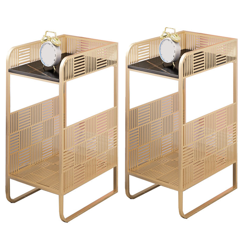 19,69 "Tableau de table de chevet en pierre à 2 étagères Table de nuit ouverte