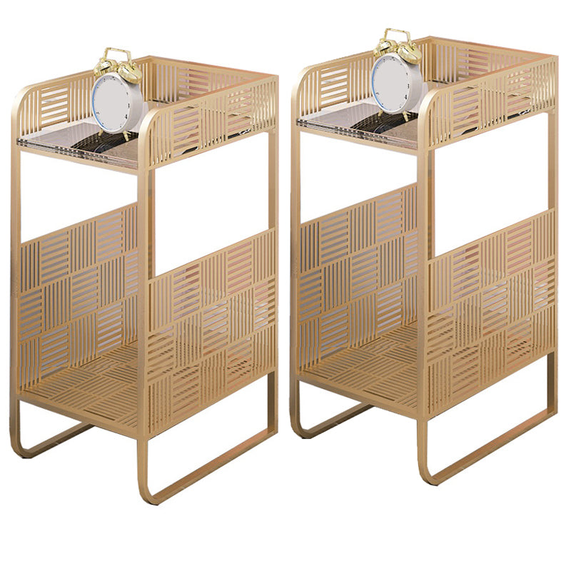 19,69 "Tableau de table de chevet en pierre à 2 étagères Table de nuit ouverte