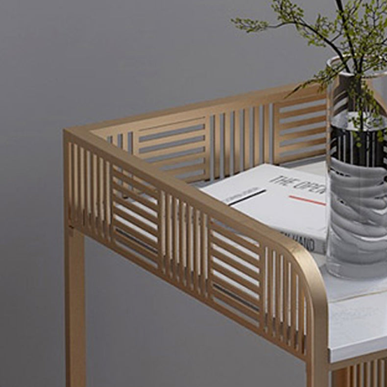 19,69 "Tableau de table de chevet en pierre à 2 étagères Table de nuit ouverte