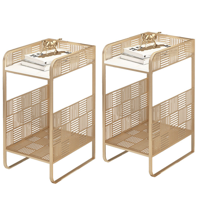 19,69 "Tableau de table de chevet en pierre à 2 étagères Table de nuit ouverte