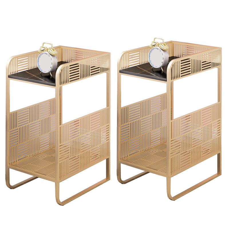 19,69 "Tableau de table de chevet en pierre à 2 étagères Table de nuit ouverte