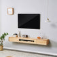 Rubberwood 9.45" D TV Stand Nordic Floating TV Stand with Storage Drawers Wood Glass Clearhalo 'furn' 'furn_tv_stands_entertainment_centers' 'Furniture' 'Living Room Furniture' 'TV Stands & Entertainment Centers' 'TV Stands & Media Storage Furniture' 'tv_stands_entertainment_centers' 5944631