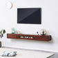 Rubberwood 9.45" D TV Stand Nordic Floating TV Stand with Storage Drawers Walnut Glass Clearhalo 'furn' 'furn_tv_stands_entertainment_centers' 'Furniture' 'Living Room Furniture' 'TV Stands & Entertainment Centers' 'TV Stands & Media Storage Furniture' 'tv_stands_entertainment_centers' 5944636