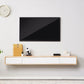 Rubberwood 9.45" D TV Stand Nordic Floating TV Stand with Storage Drawers Natural White Wood Clearhalo 'furn' 'furn_tv_stands_entertainment_centers' 'Furniture' 'Living Room Furniture' 'TV Stands & Entertainment Centers' 'TV Stands & Media Storage Furniture' 'tv_stands_entertainment_centers' 5944641