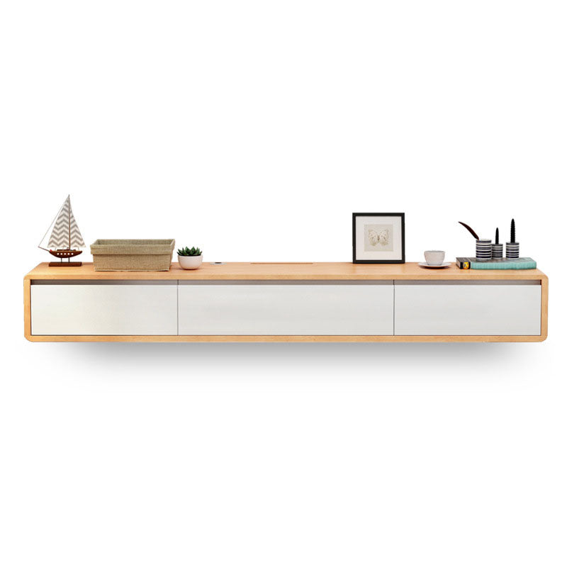 Nordic Wall-Mounted TV Console Solid Wood 2-Drawer Floating TV Stand Console Natural White Clearhalo 'furn' 'furn_tv_stands_entertainment_centers' 'Furniture' 'Living Room Furniture' 'TV Stands & Entertainment Centers' 'TV Stands & Media Storage Furniture' 'tv_stands_entertainment_centers' 5944662