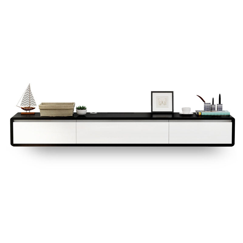 Nordic Wall-Mounted TV Console Solid Wood 2-Drawer Floating TV Stand Console Black-White Clearhalo 'furn' 'furn_tv_stands_entertainment_centers' 'Furniture' 'Living Room Furniture' 'TV Stands & Entertainment Centers' 'TV Stands & Media Storage Furniture' 'tv_stands_entertainment_centers' 5944664