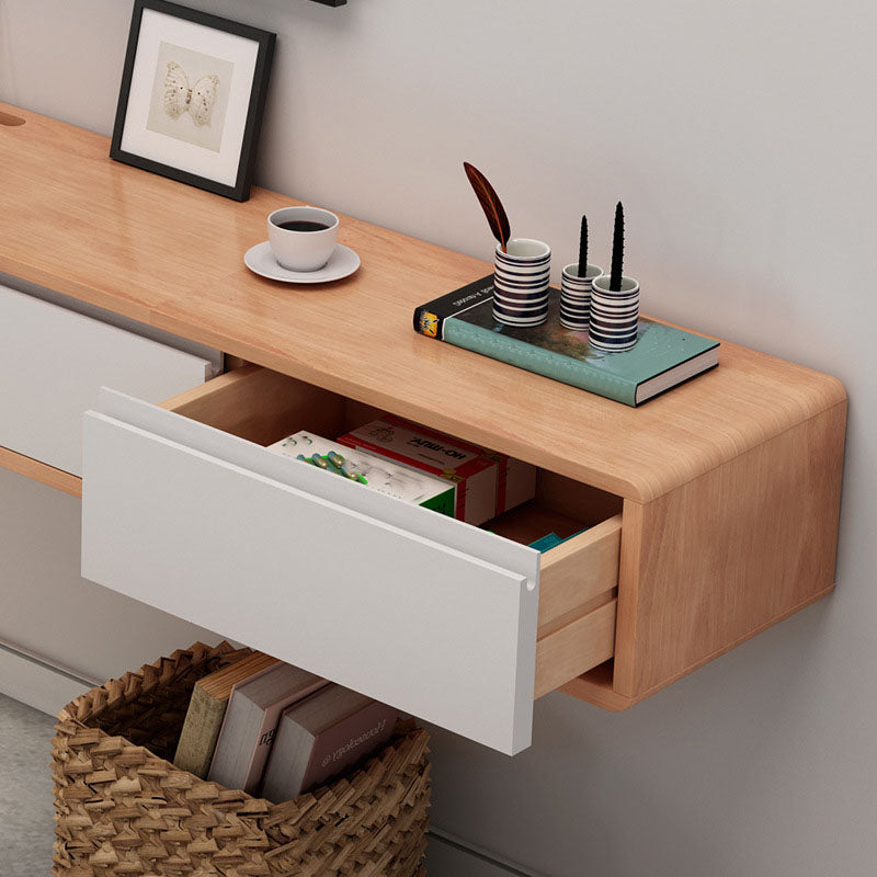 Nordic Wall-Mounted TV Console Solid Wood 2-Drawer Floating TV Stand Console Clearhalo 'furn' 'furn_tv_stands_entertainment_centers' 'Furniture' 'Living Room Furniture' 'TV Stands & Entertainment Centers' 'TV Stands & Media Storage Furniture' 'tv_stands_entertainment_centers' 5944668
