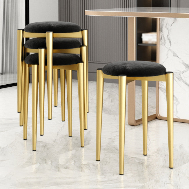 Modern Tear Resistant Pouf Circle Shape Dark Green Velvet Ottoman Black 4 Piece Set Clearhalo 'furn' 'furn_ottomans_poufs' 'Furniture' 'Living Room Furniture' 'Ottomans & Poufs' 'ottomans_poufs' 5944678