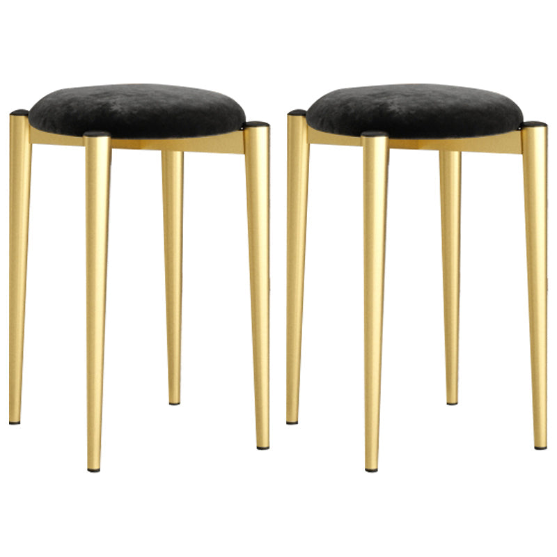 Modern Tear Resistant Pouf Circle Shape Dark Green Velvet Ottoman Black 2 Piece Set Clearhalo 'furn' 'furn_ottomans_poufs' 'Furniture' 'Living Room Furniture' 'Ottomans & Poufs' 'ottomans_poufs' 5944680